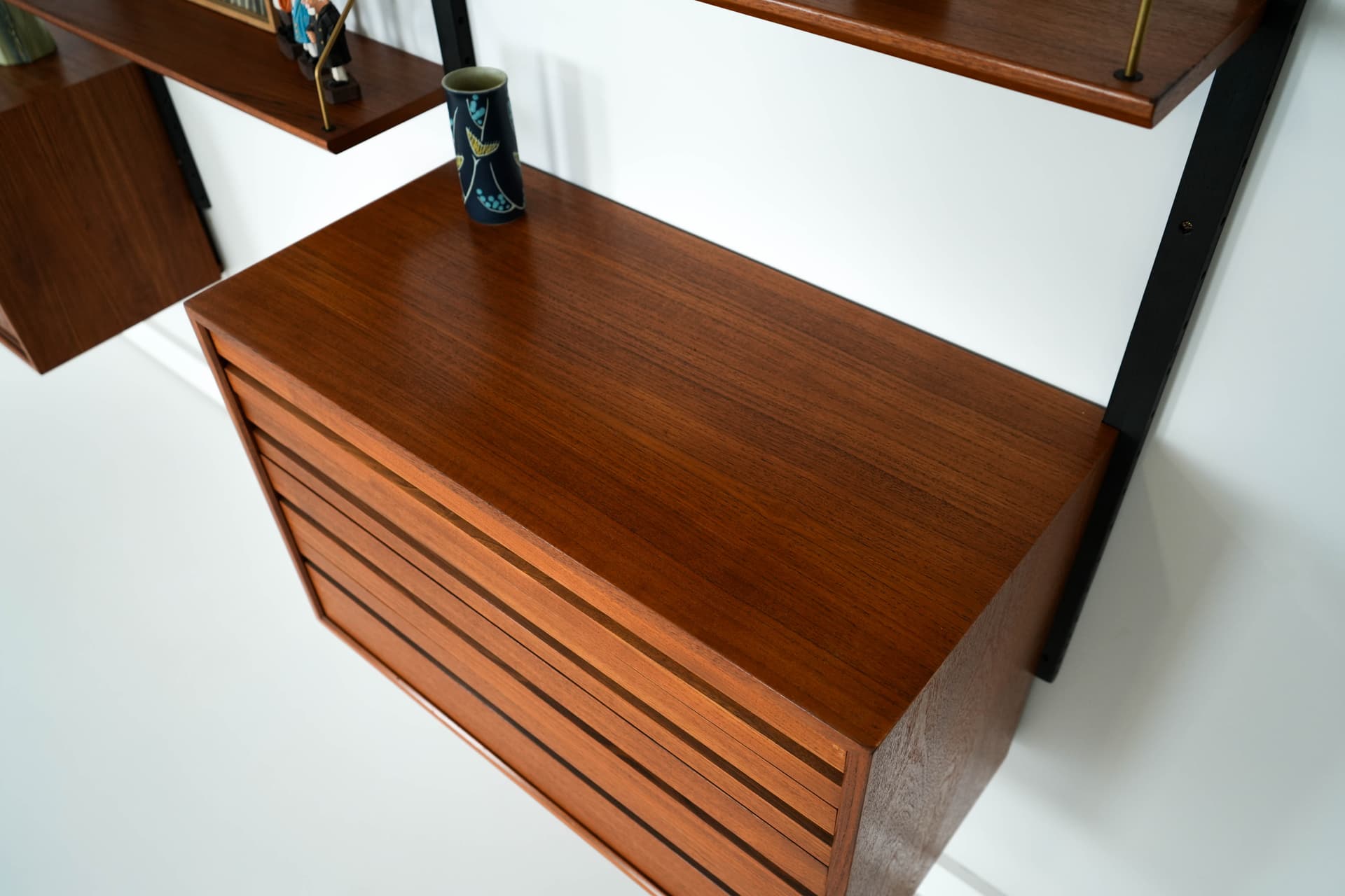 Shelving system, light brown teak, by P. Cadovius, Denmark, 1960s. - 161030