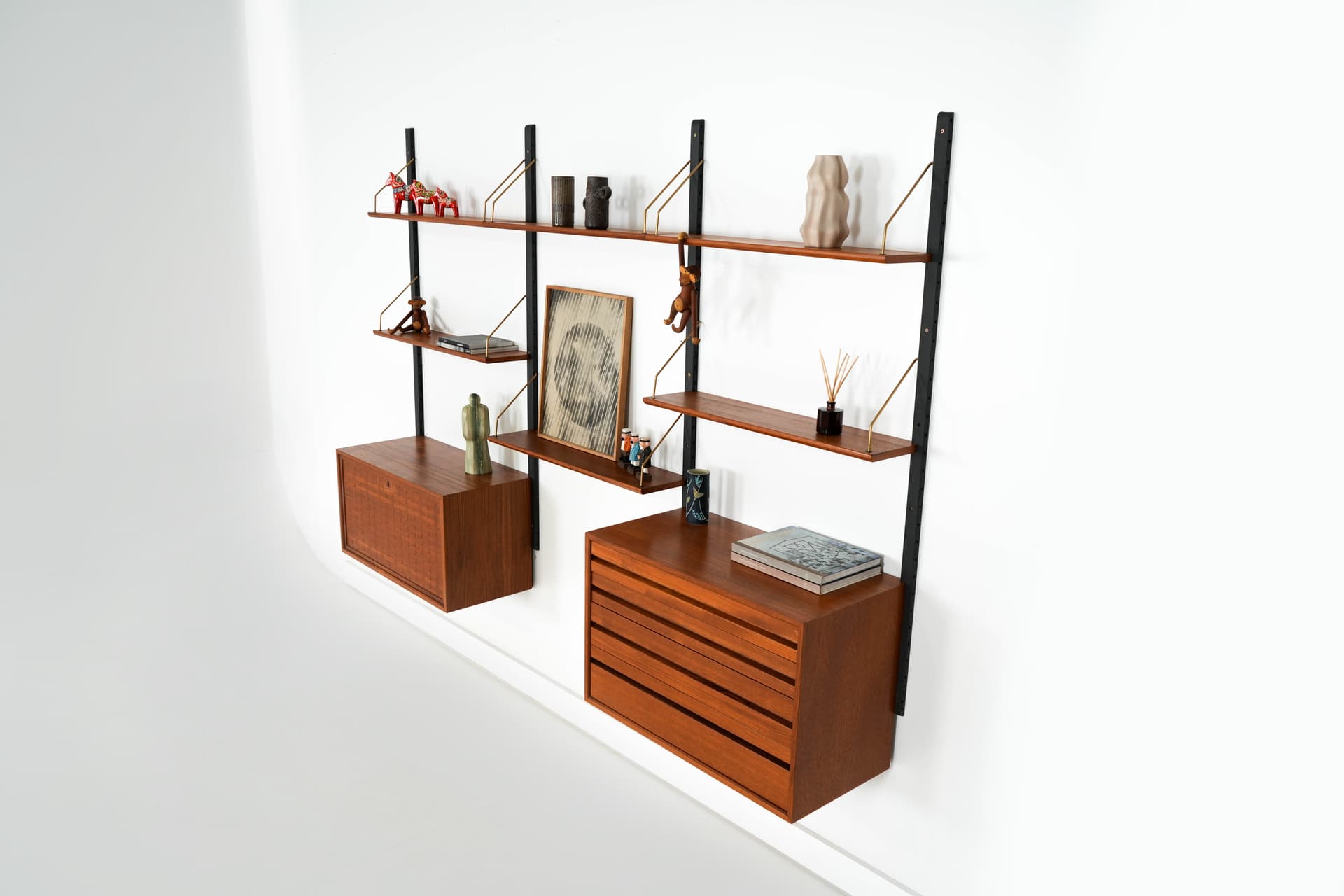 Shelving system, light brown teak, by P. Cadovius, Denmark, 1960s. - 161028