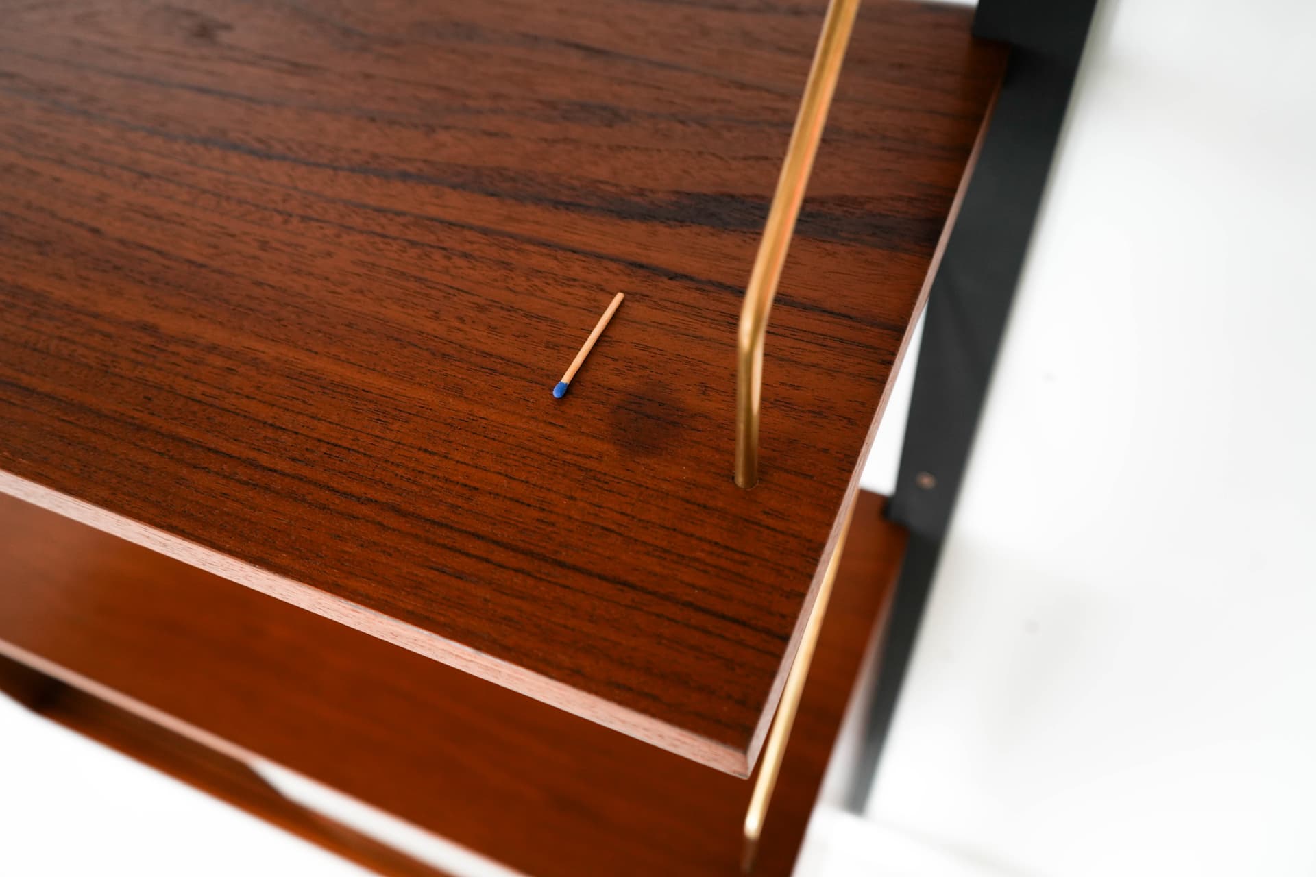 Regał systemowy, tek, metal czarny, szkło transparentny, Dania, lata 60. - 161050