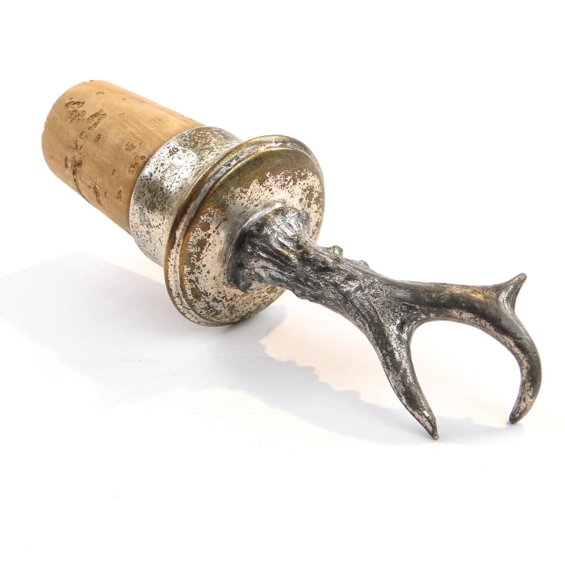 Srebrzony secesyjny korek do butelki z motywem poroża, WMF, Niemcy, lata 1900. - 10310