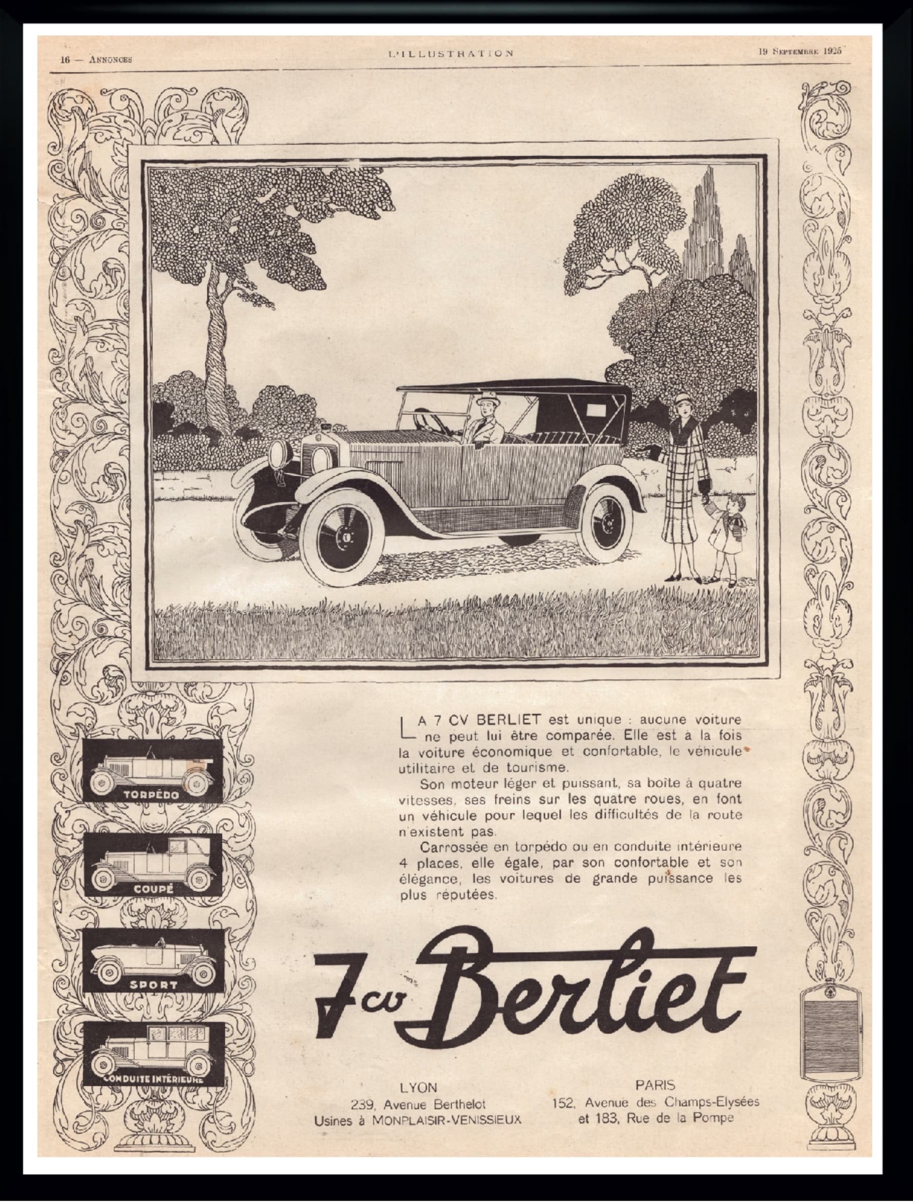 Poster Berliet, 30x40 cm, beige paper, France, 1920s.