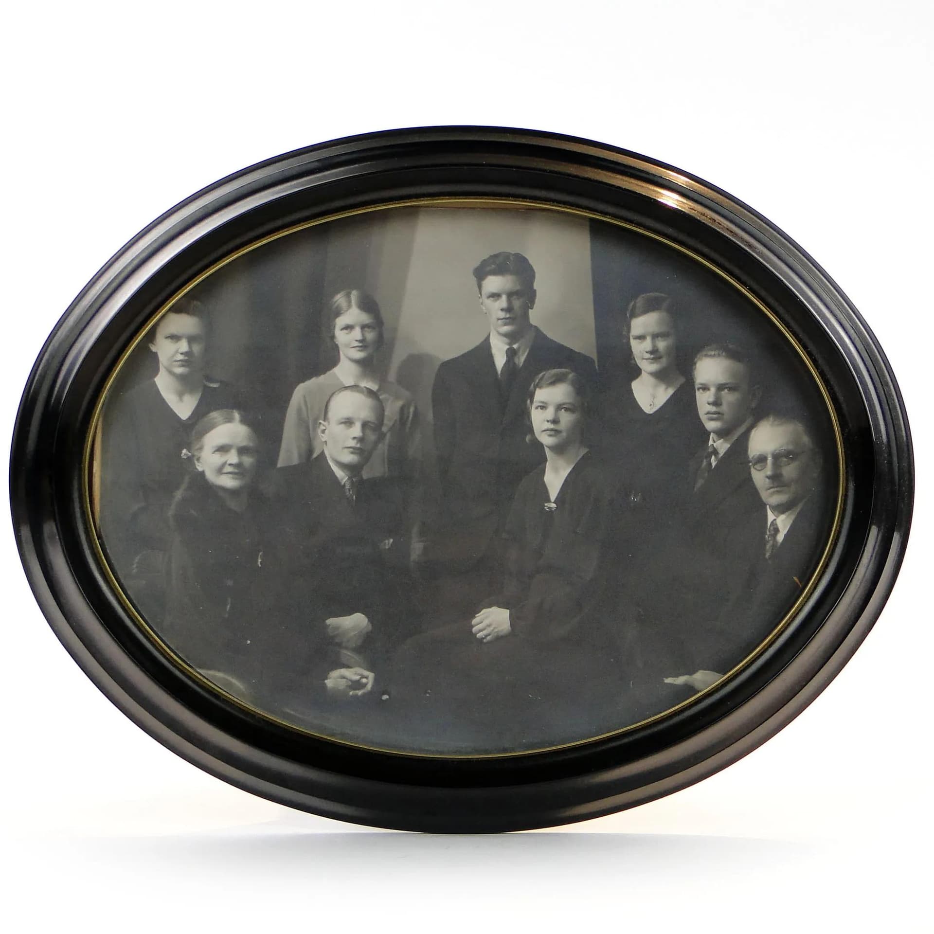 Photo Frame Art Deco, black ebonite, brass, Sweden, 1930s - 10301