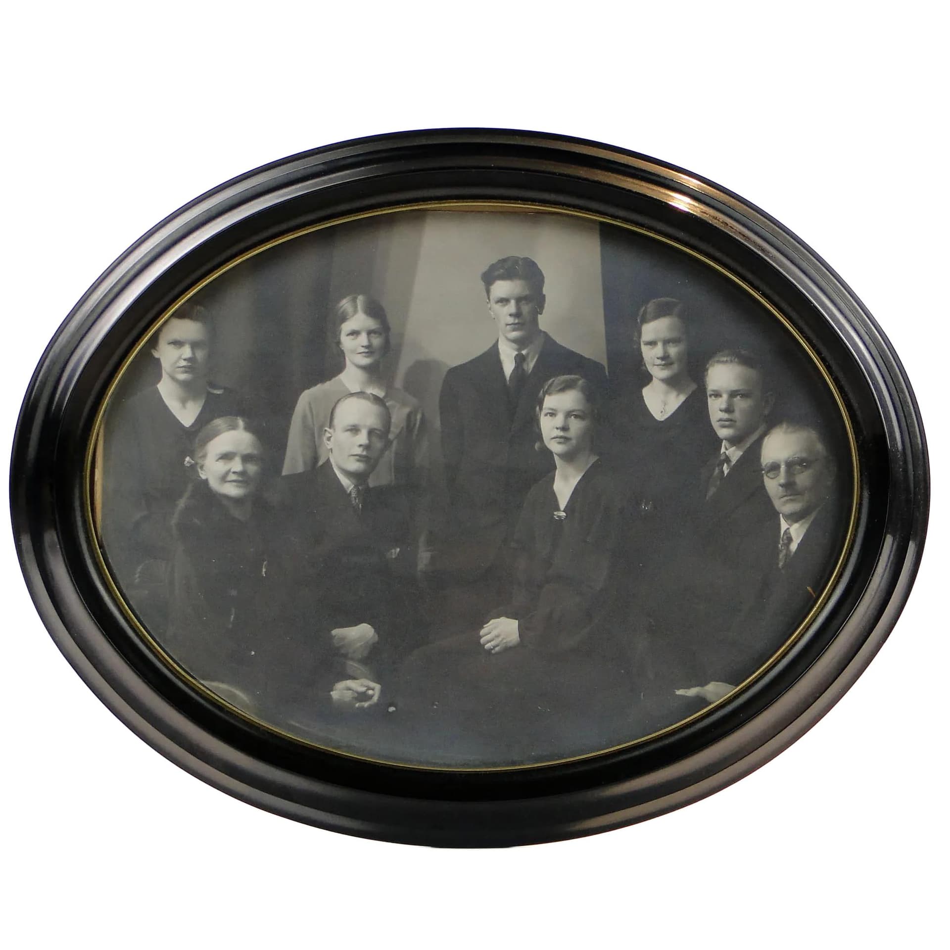 Photo Frame Art Deco, black ebonite, brass, Sweden, 1930s