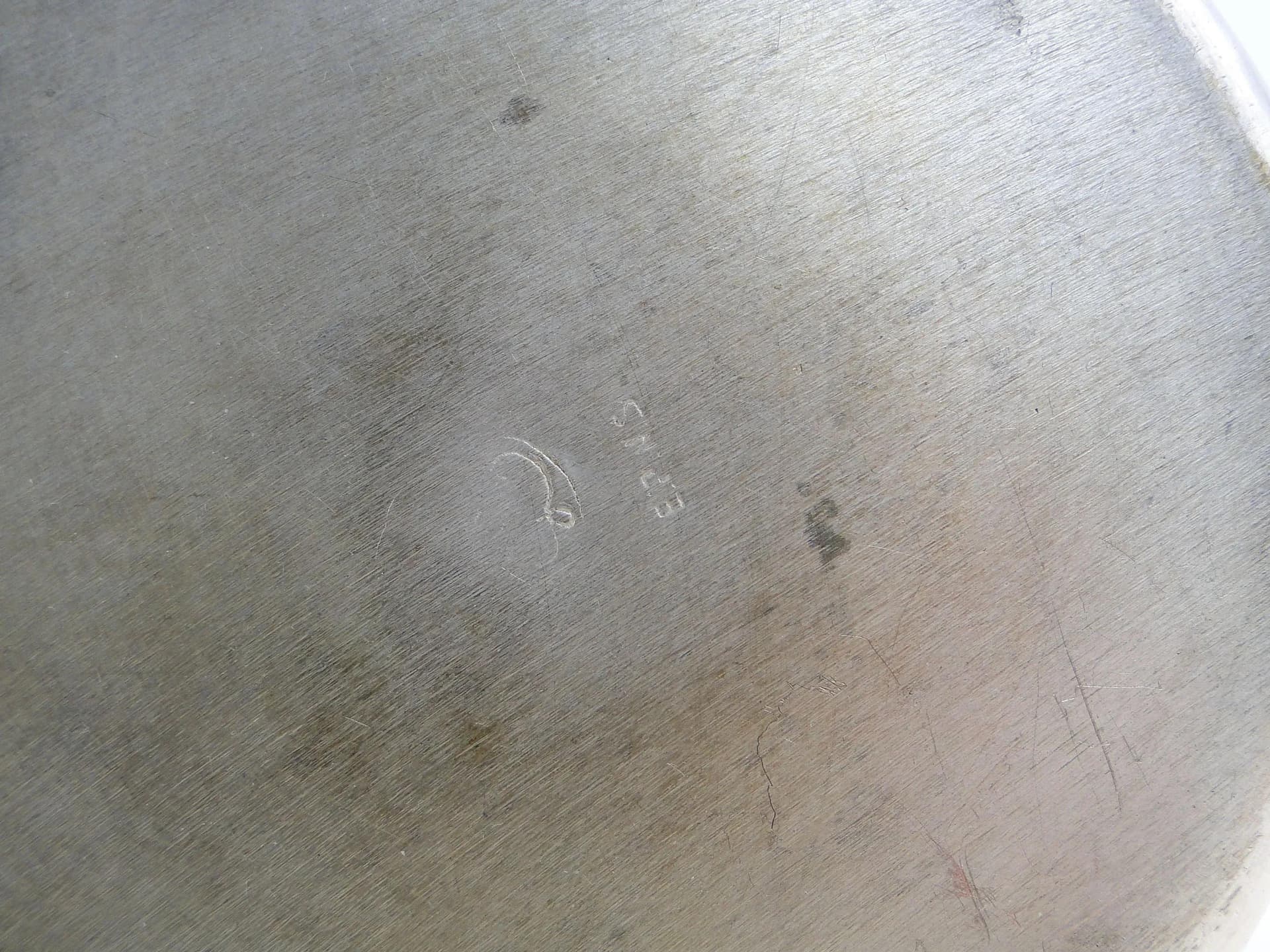 Rondelek do podgrzewania brandy, mosiądz srebrzony, drewno czarne, Anglia, lata 20. - 10297