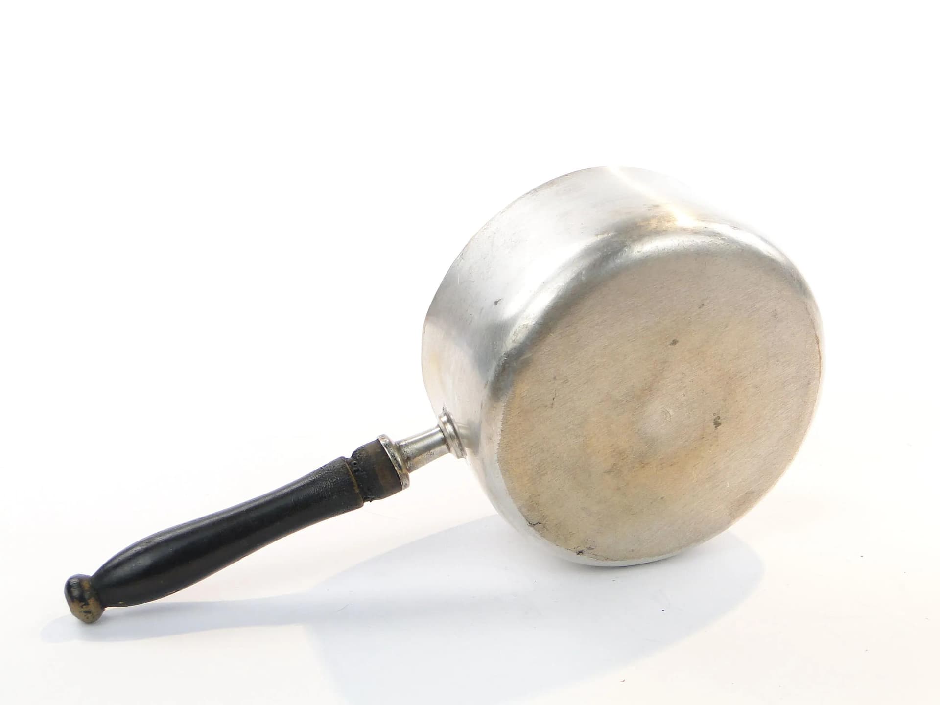 Rondelek do podgrzewania brandy, mosiądz srebrzony, drewno czarne, Anglia, lata 20. - 10298