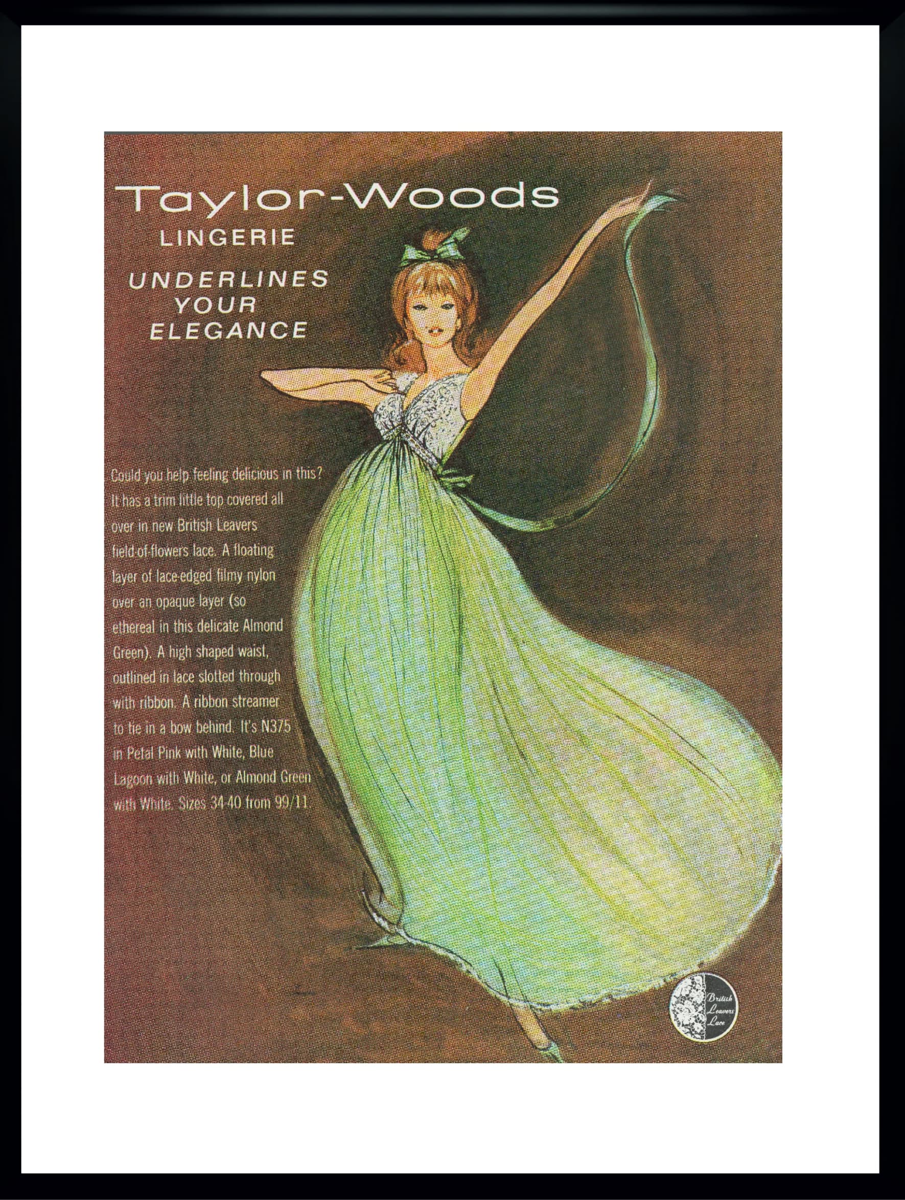 Plakat reklamowy Taylor-Wood’s, 40x30 cm, multikolor, Wielka Brytania, lata 60.