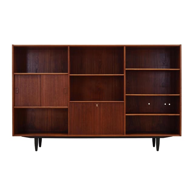 Bookcase, brown teak, Denmark, 1970s. - DIMENSION