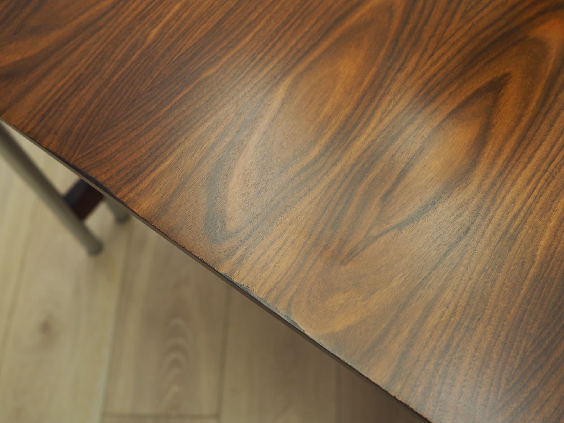 Stół, orzech brązowy, chrom stal, Włochy, lata 70. - 161217