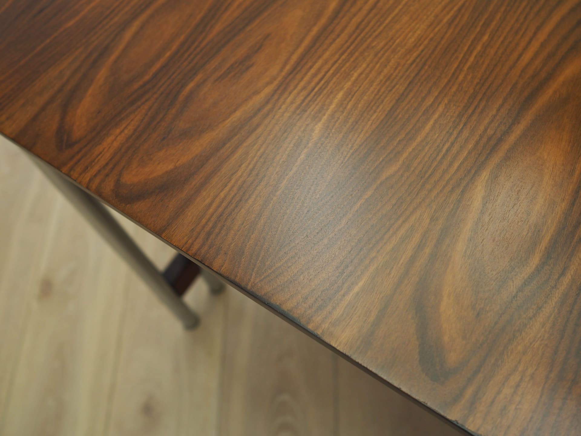 Stół, orzech brązowy, chrom stal, Włochy, lata 70. - 161216