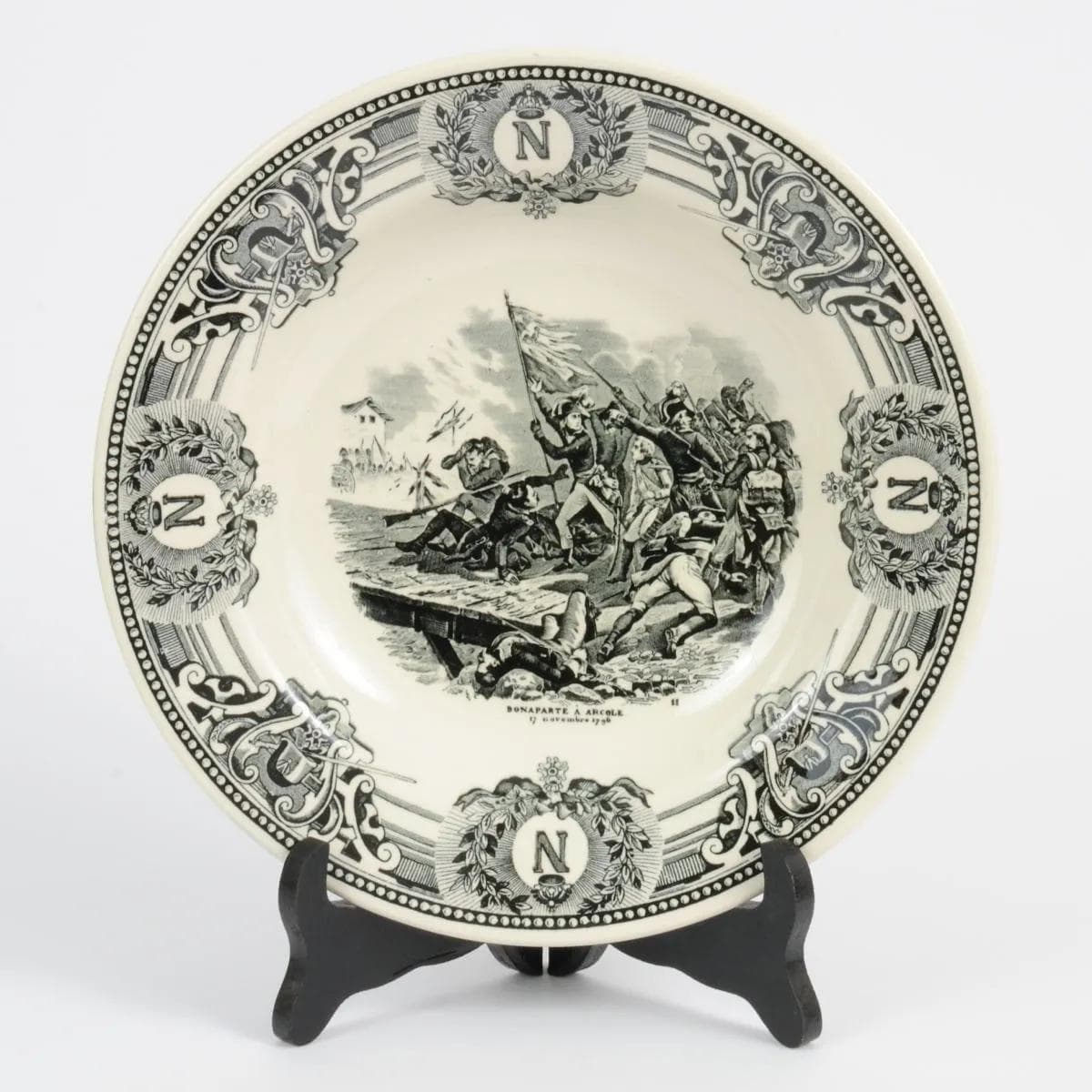 Set of Three Napoleonic Plates, ivory white faience, Boch La Louvière, Belgium, 1920s. - 161977