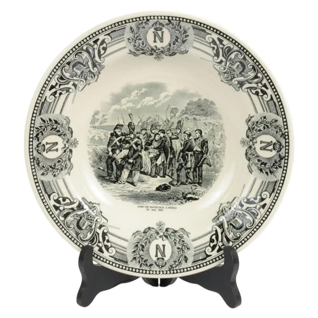 Set of Three Napoleonic Plates, ivory white faience, Boch La Louvière, Belgium, 1920s. - DIMENSION