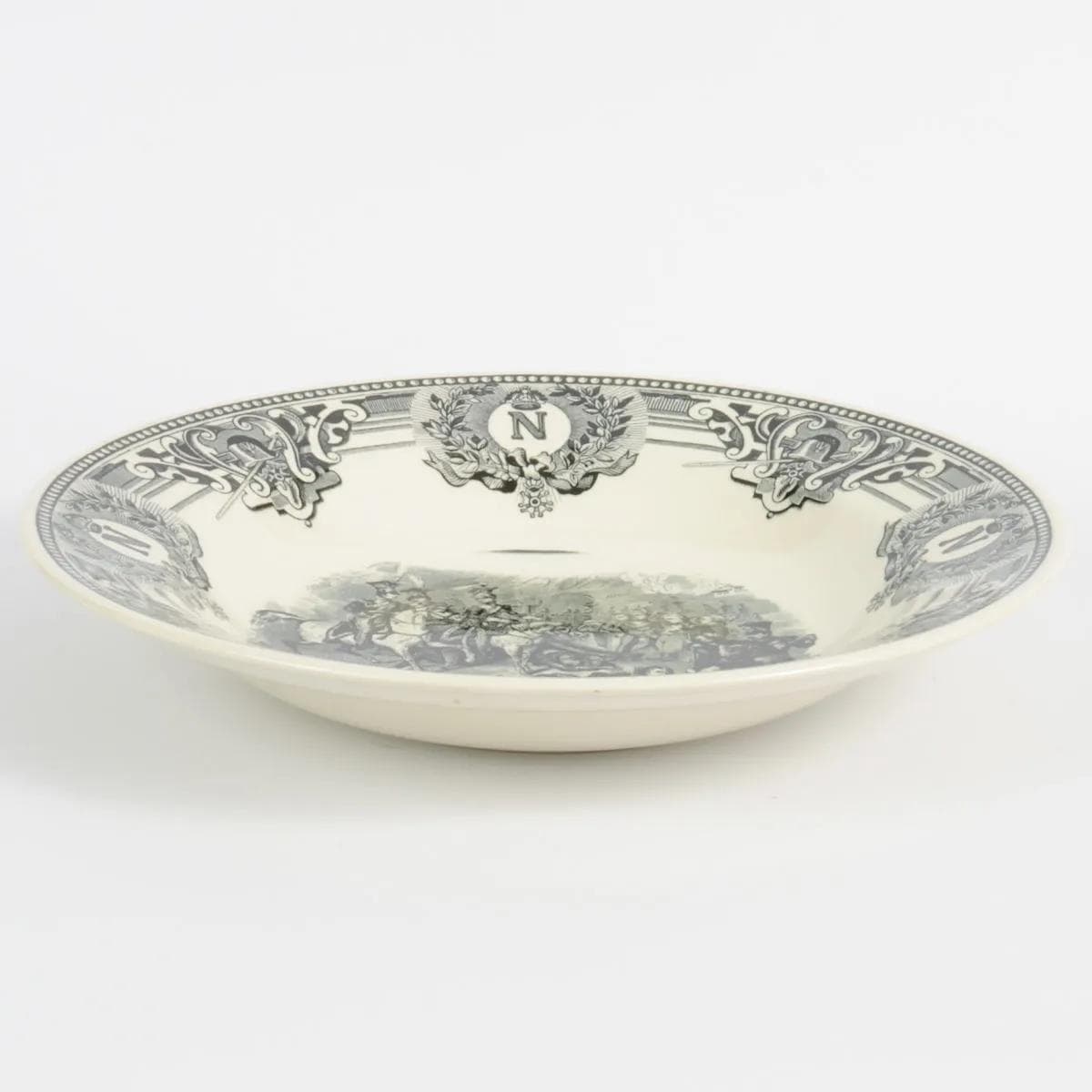 Set of Three Napoleonic Plates, ivory white faience, Boch La Louvière, Belgium, 1920s. - 161981