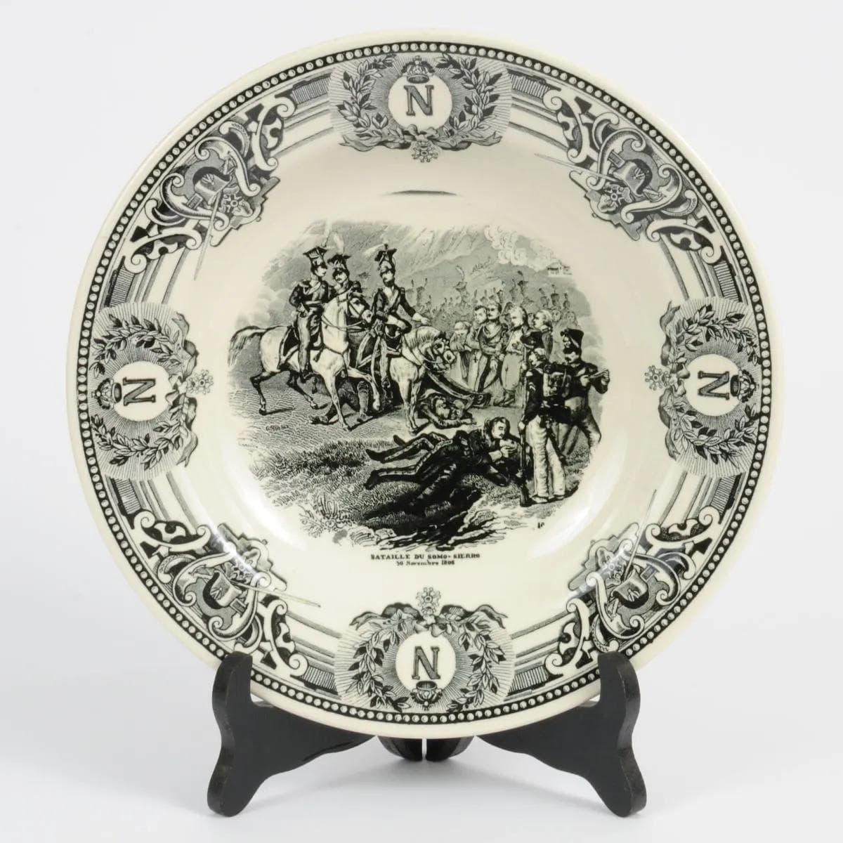 Set of Three Napoleonic Plates, ivory white faience, Boch La Louvière, Belgium, 1920s. - 161978