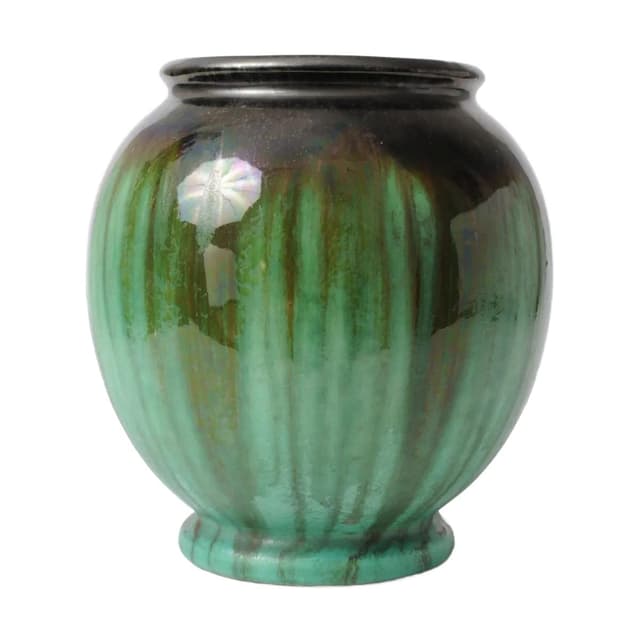 Vase Art Nouveau, turquoise, ceramics, Faiencerie Thulin, Belgium, early 20th c. - DIMENSION