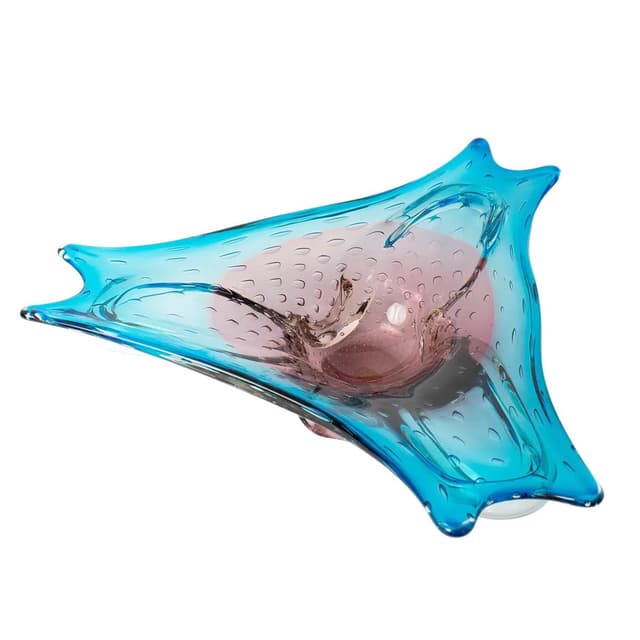 Bowl, Murano, turquoise violet, glass, Italy, 1960s. - DIMENSION