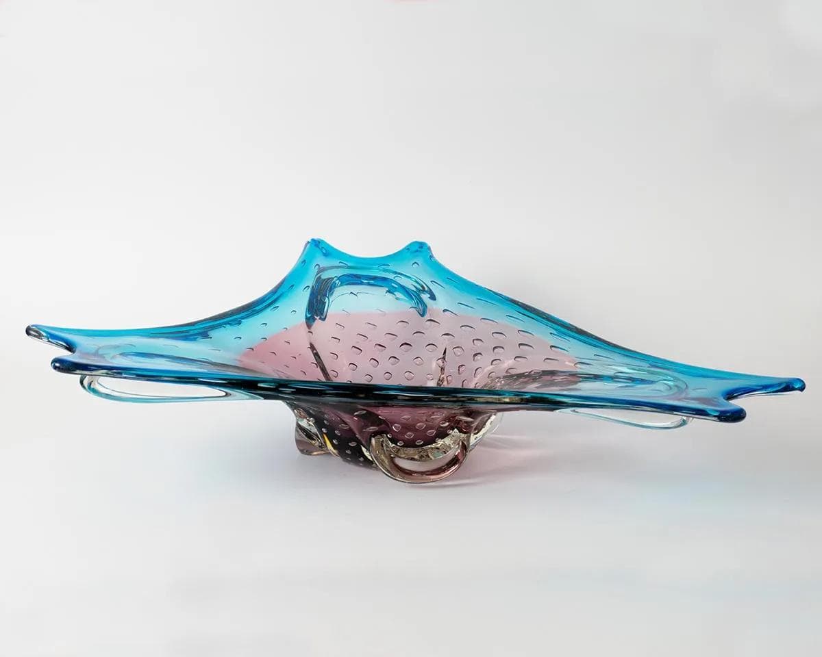 Bowl, Murano, turquoise violet, glass, Italy, 1960s. - 161947