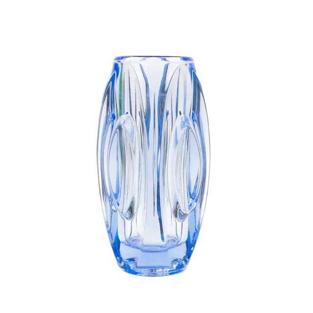 Optical Vase 914, blue transparent glass, by R. Schrötter, Czechoslovakia, 1950s - DIMENSION