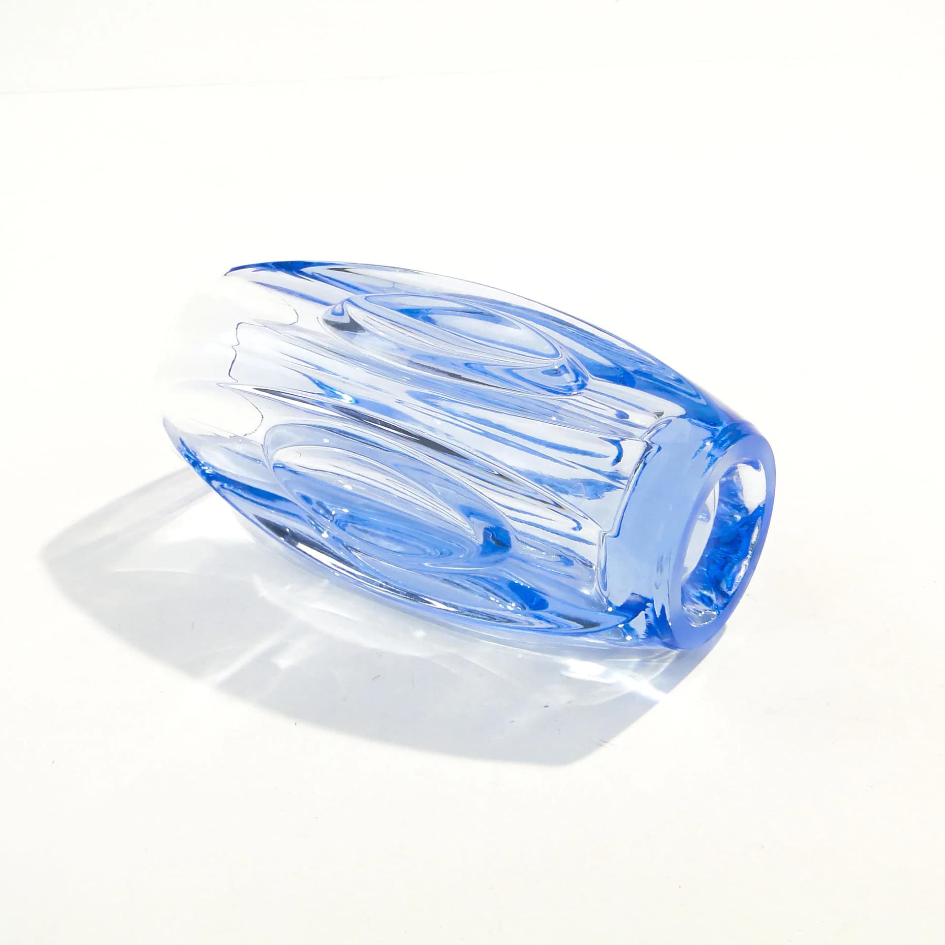 Optical Vase 914, blue transparent glass, by R. Schrötter, Czechoslovakia, 1950s - 163854