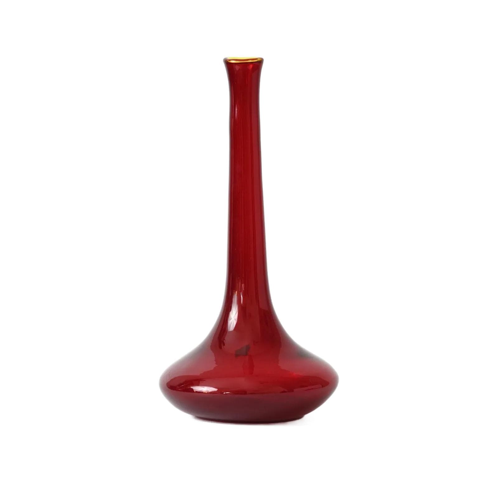 Vase Empoli, red glass, Italy, 1960s.