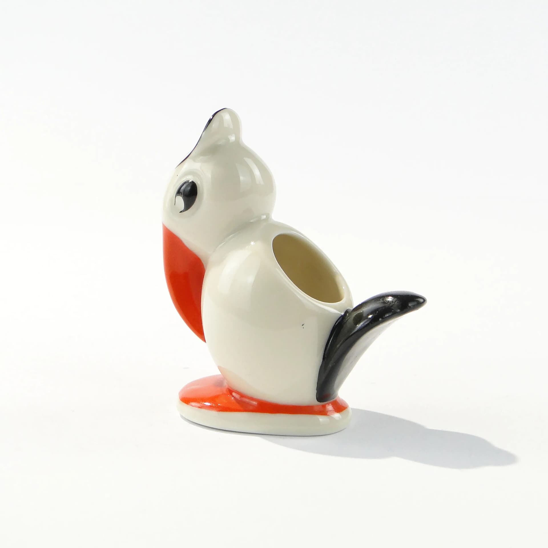 Postument na wykałaczki Tukan, Art déco, porcelana biała, Ćmielów, Polska, lata 30. - 163846