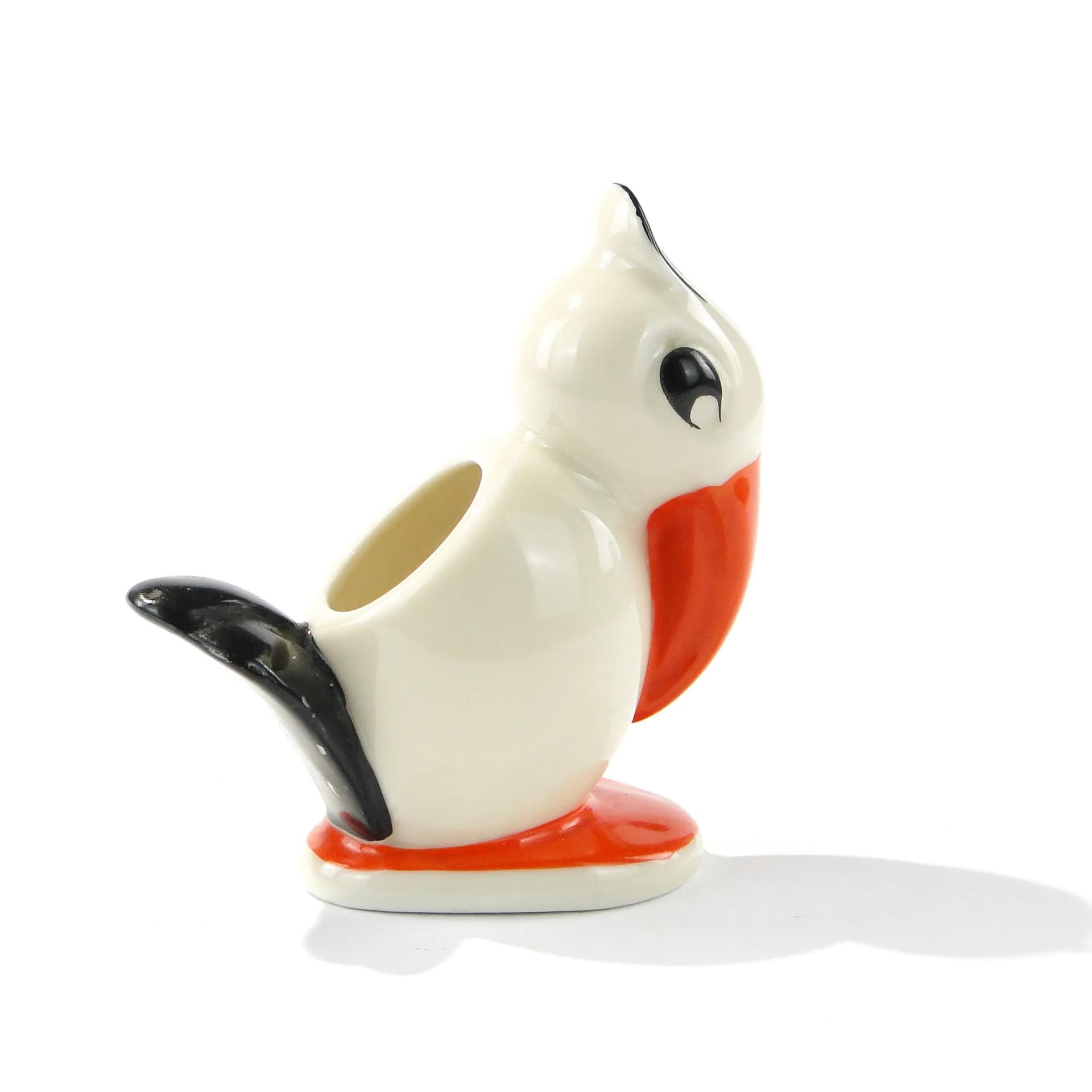 Postument na wykałaczki Tukan, Art déco, porcelana biała, Ćmielów, Polska, lata 30. - 163847