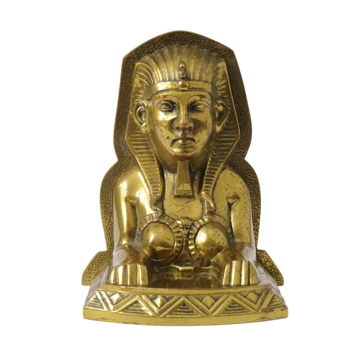 Bookend Sphinx, golden brass, France, 1920s.