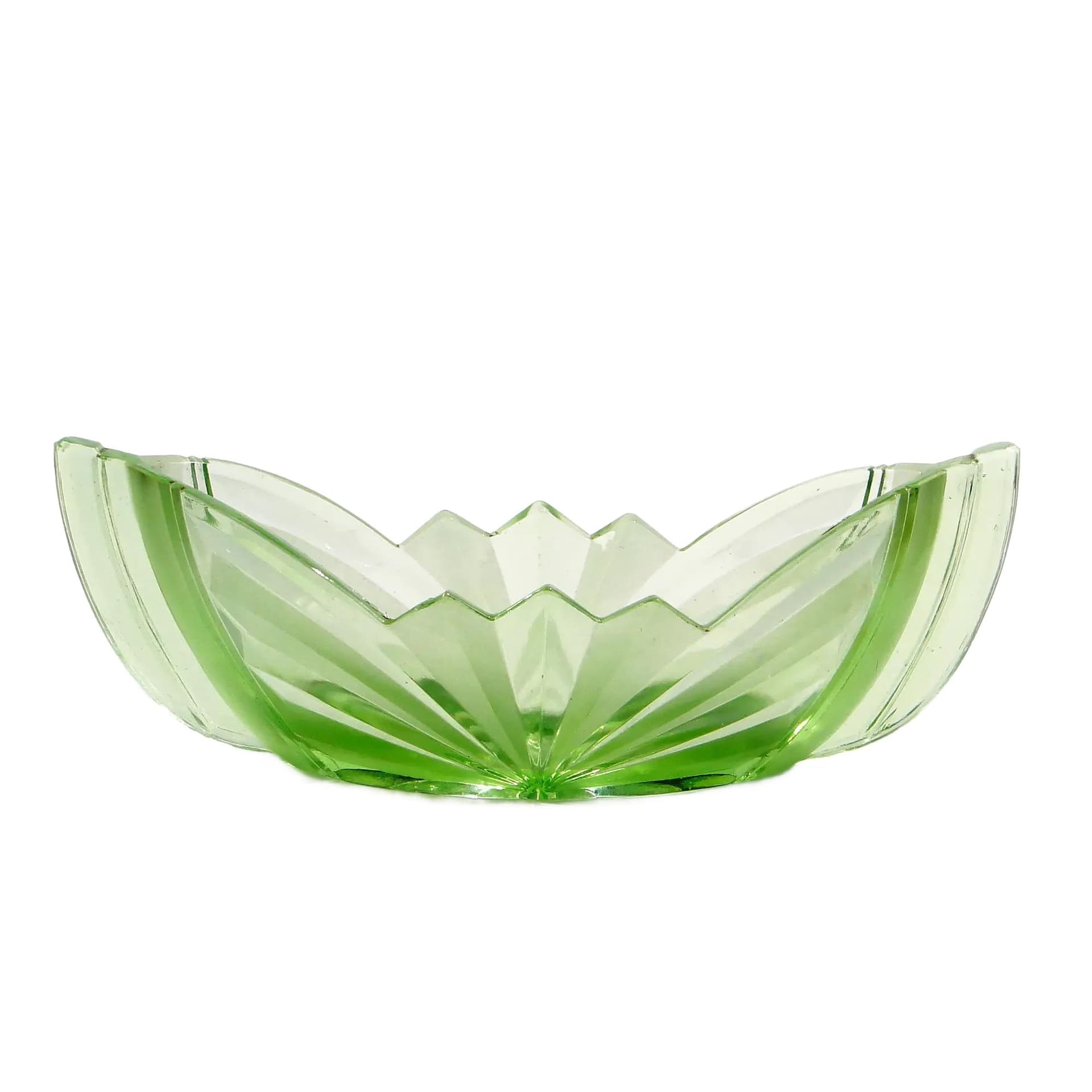 Jardiniere Art Deco, turquoise glass, Poland, 1930s.