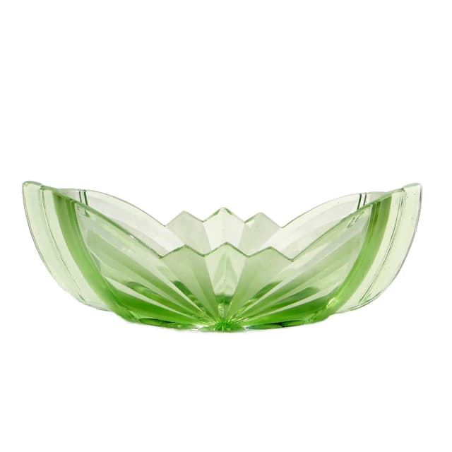 Jardiniere Art Deco, turquoise glass, Poland, 1930s. - DIMENSION