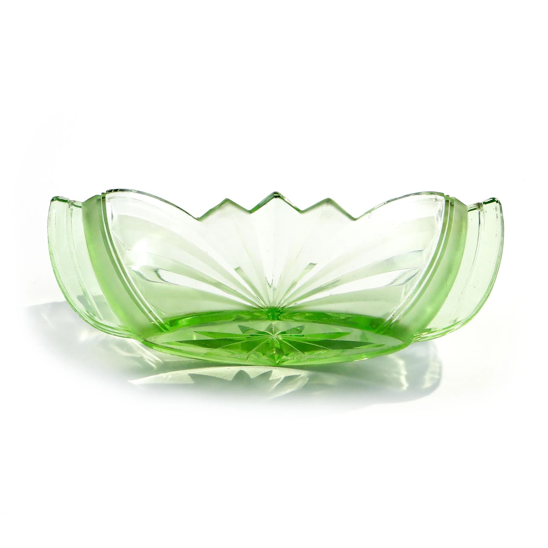 Jardiniere Art Deco, turquoise glass, Poland, 1930s. - 163823