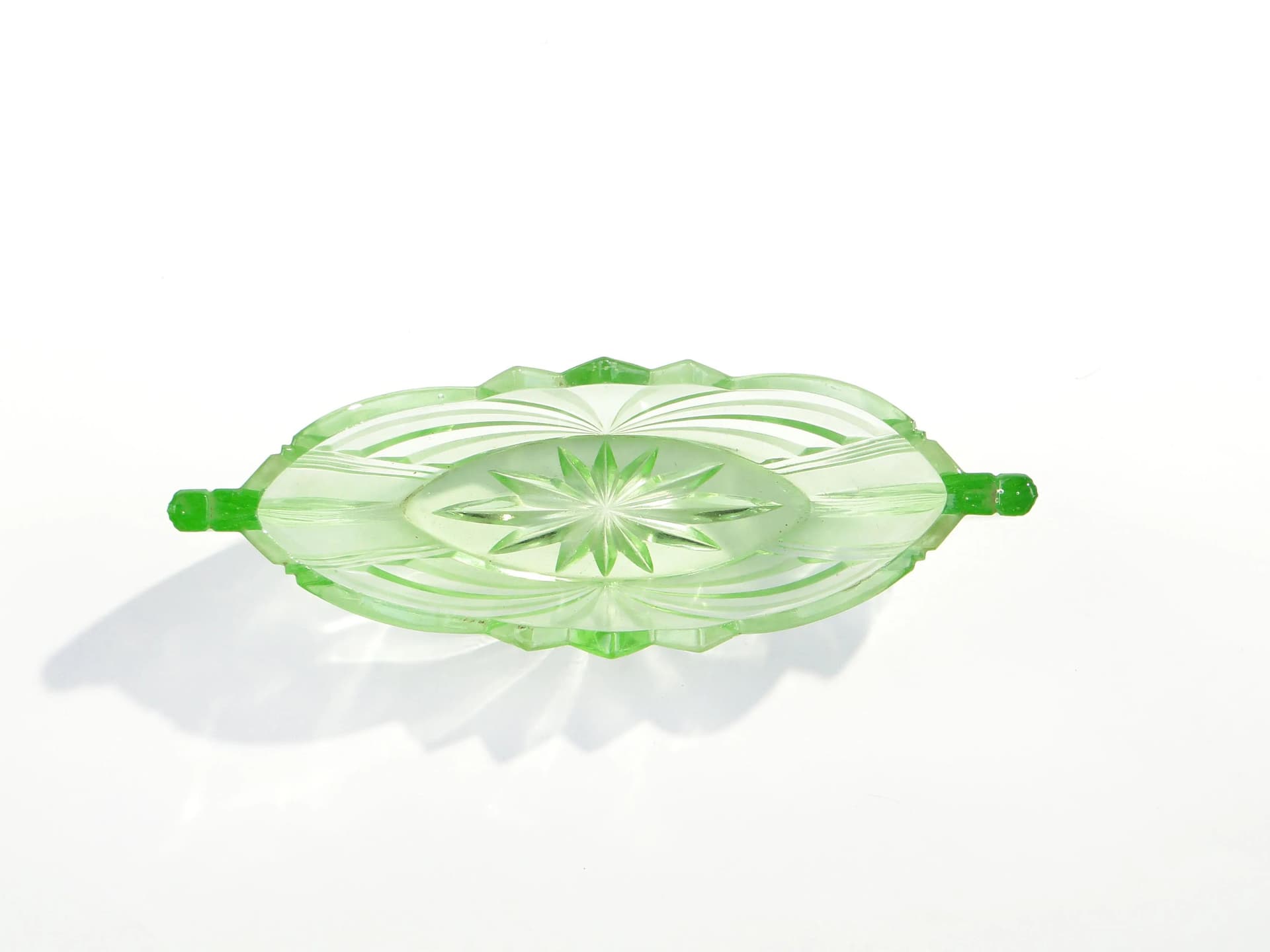 Jardiniere Art Deco, turquoise glass, Poland, 1930s. - 163822