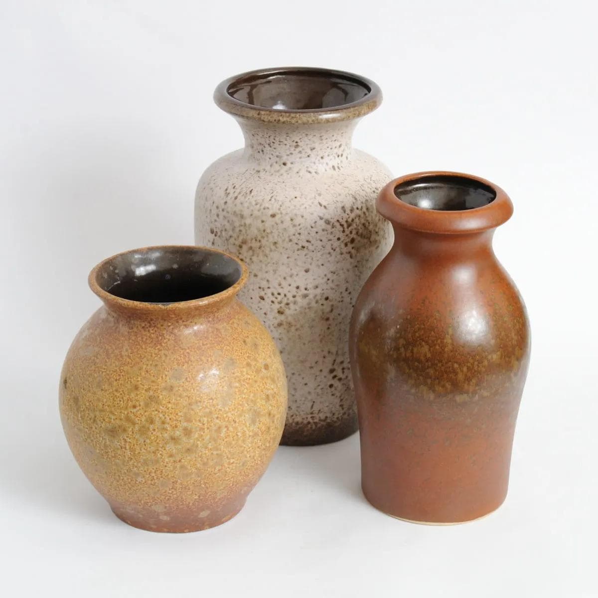 Set of three vases, brown stoneware, Scheurich, Germany, 1970s. - 161897