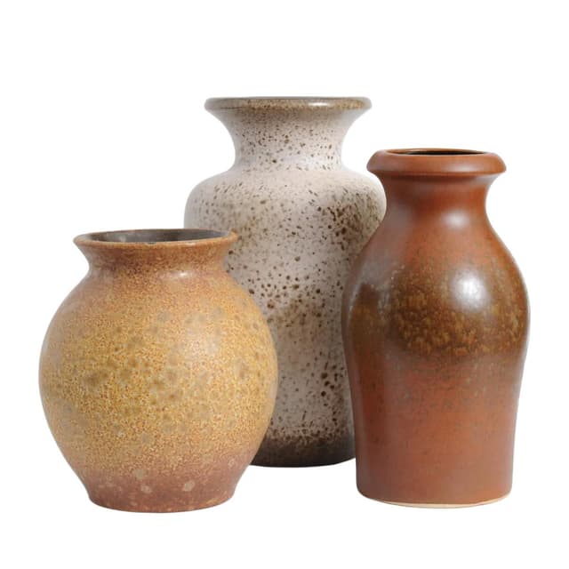 Set of three vases, brown stoneware, Scheurich, Germany, 1970s. - DIMENSION