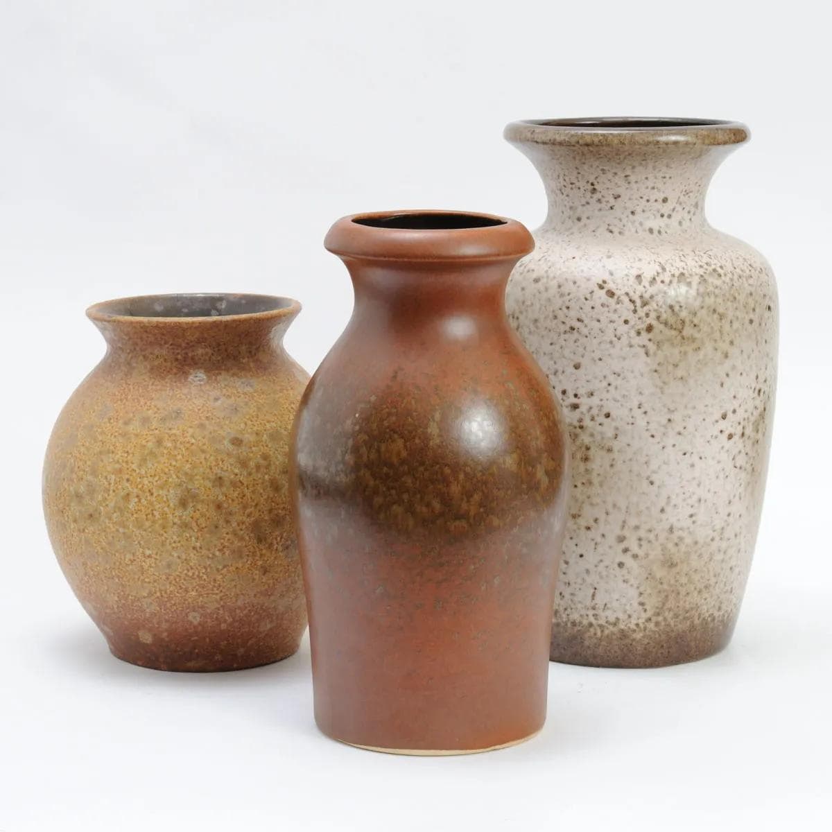 Set of three vases, brown stoneware, Scheurich, Germany, 1970s. - 161898