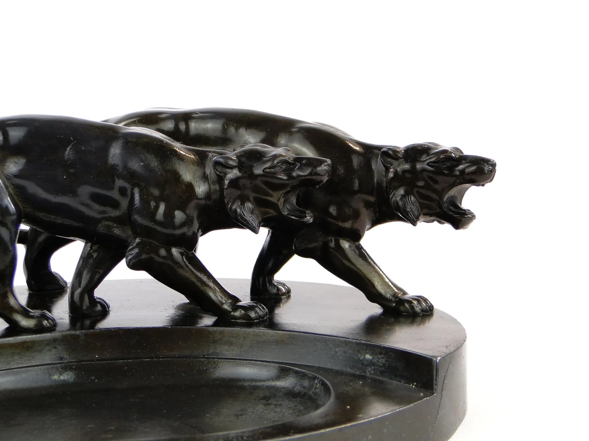 Business card tray Art Deco, dark brown bronzed metal, Poland, 1920s. - 10414