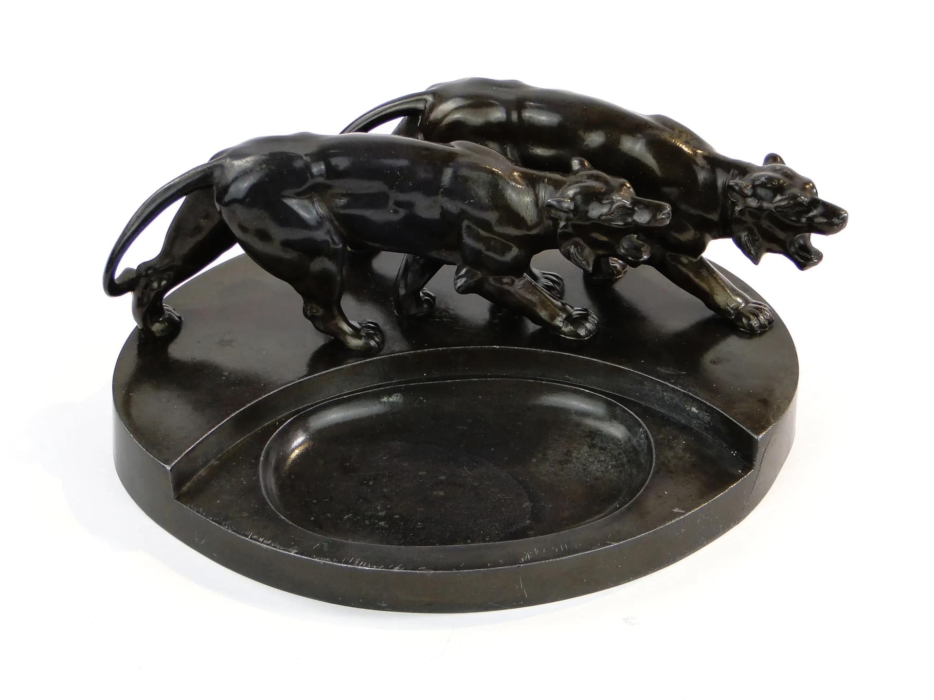 Business card tray Art Deco, dark brown bronzed metal, Poland, 1920s. - 10412