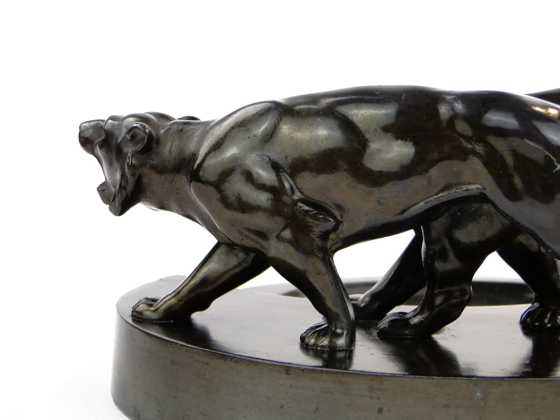 Business card tray Art Deco, dark brown bronzed metal, Poland, 1920s. - 10417