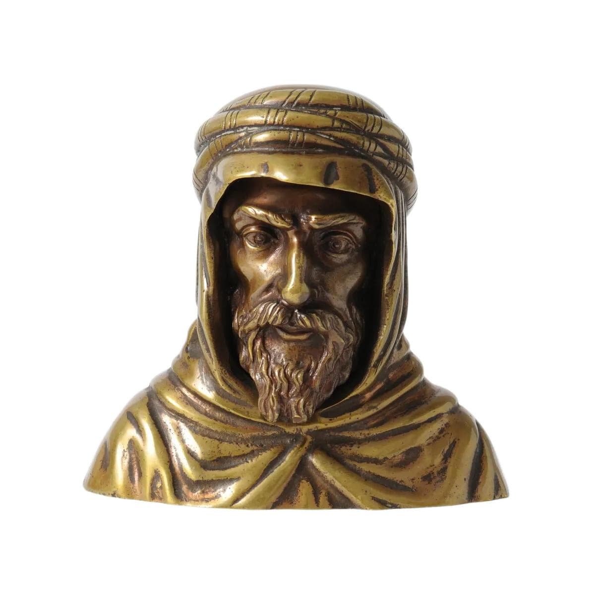 Bust of a Bedouin, golden brass, Austria, early 20th c.