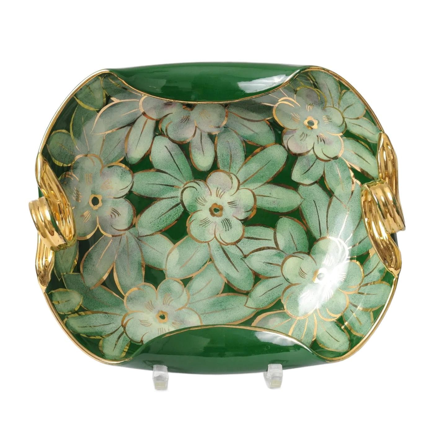 Centerpiece bowl, green faience, Italy, 1950s.