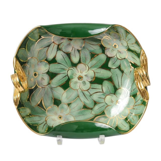 Centerpiece bowl, green faience, Italy, 1950s. - DIMENSION