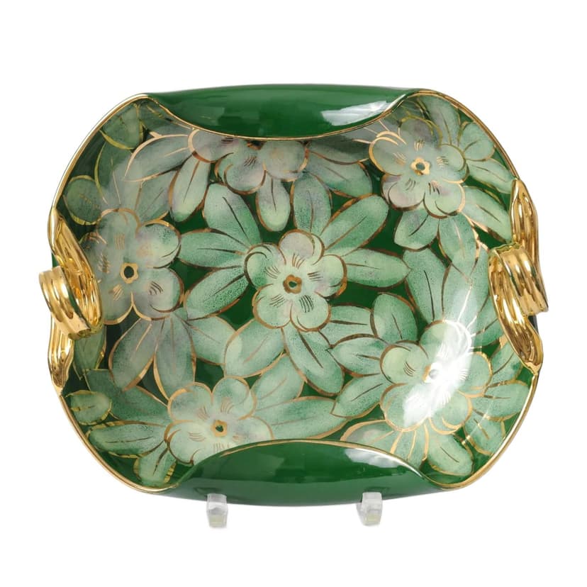Centerpiece bowl, green faience, Italy, 1950s.