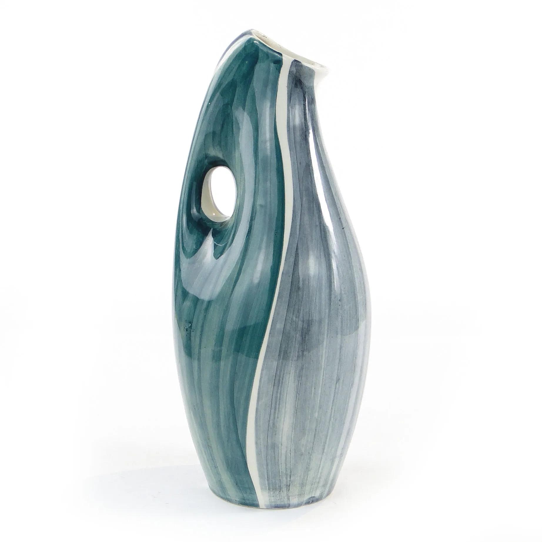Vase No. 232, turquoise, faience, by J. Sowiński, Włocławek, Poland, 1950s - 10405