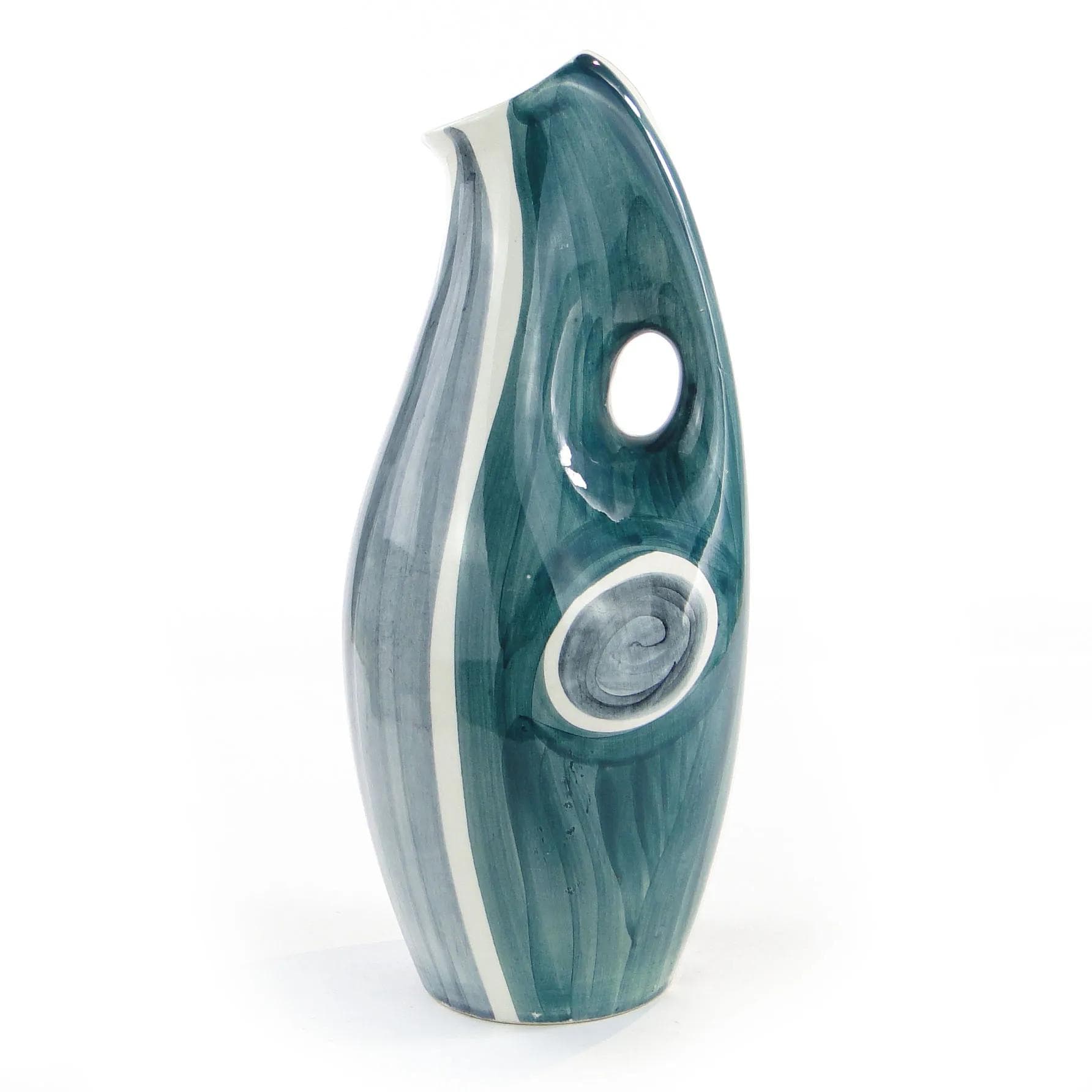 Vase No. 232, turquoise, faience, by J. Sowiński, Włocławek, Poland, 1950s - 10402