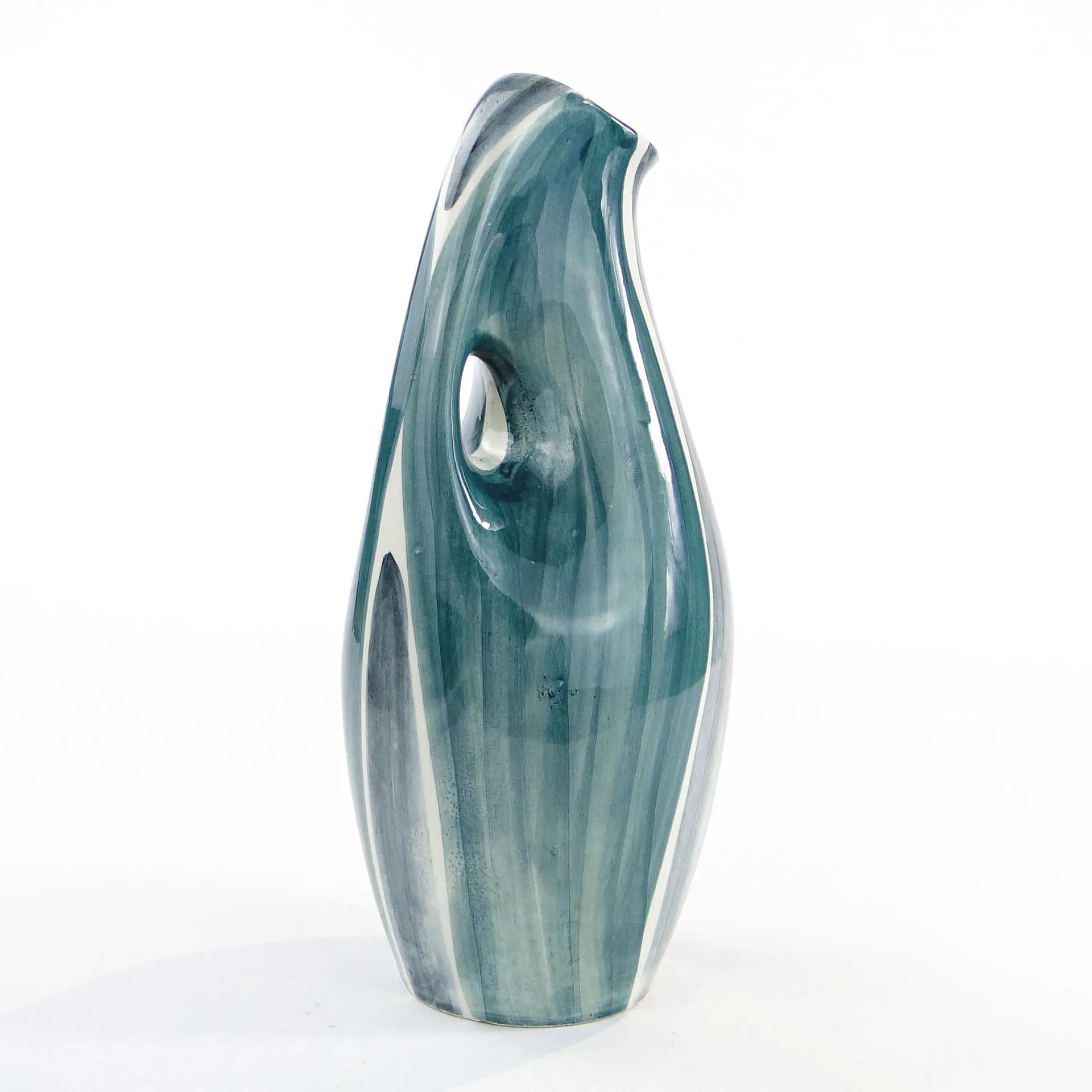 Vase No. 232, turquoise, faience, by J. Sowiński, Włocławek, Poland, 1950s - 10406