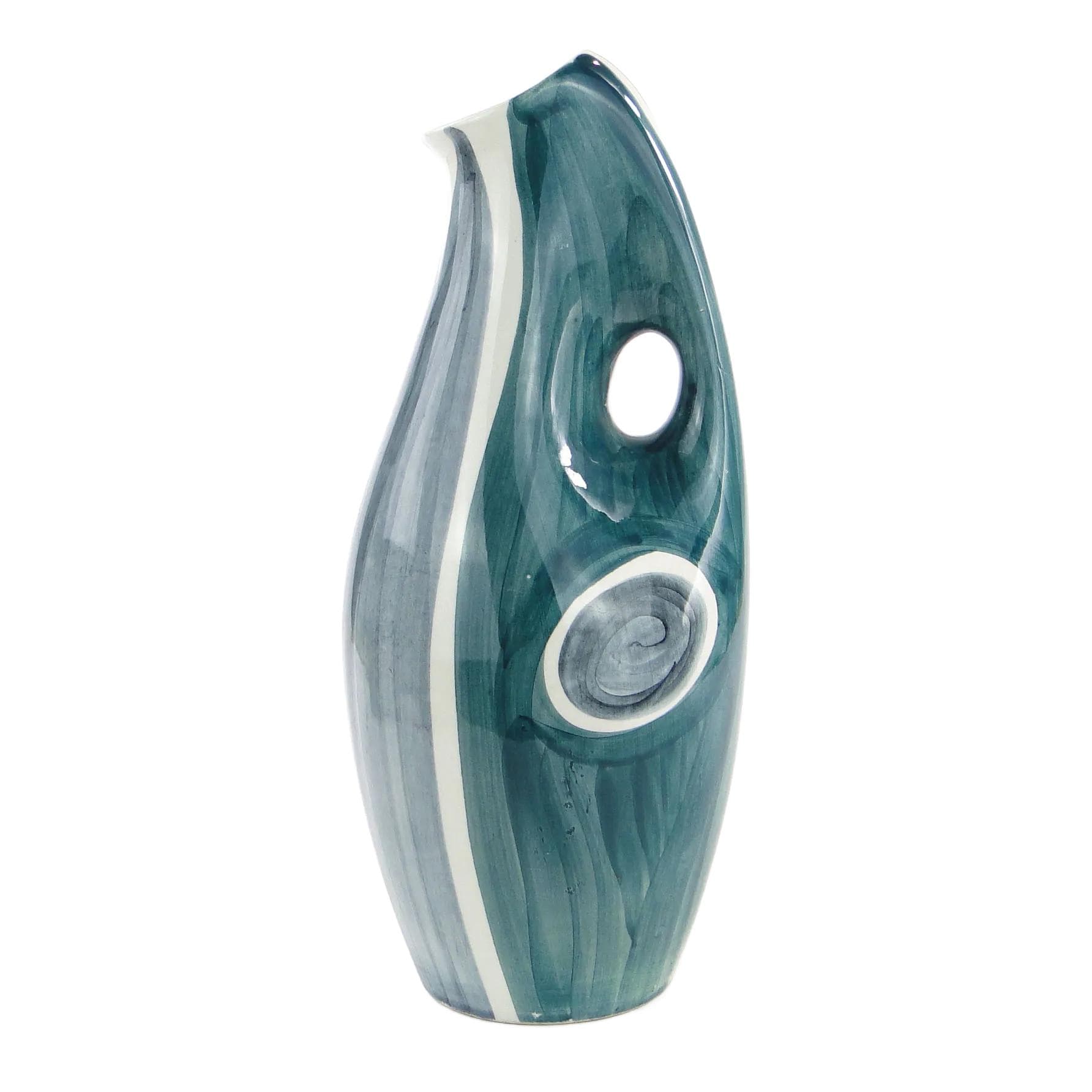 Vase No. 232, turquoise, faience, by J. Sowiński, Włocławek, Poland, 1950s