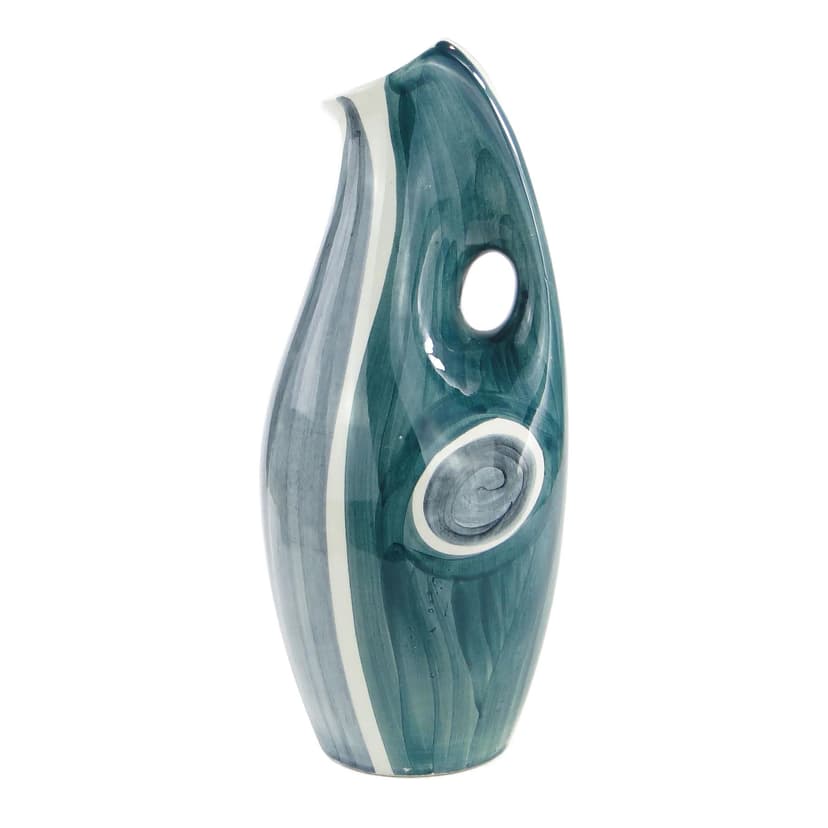 Vase No. 232, turquoise, faience, by J. Sowiński, Włocławek, Poland, 1950s