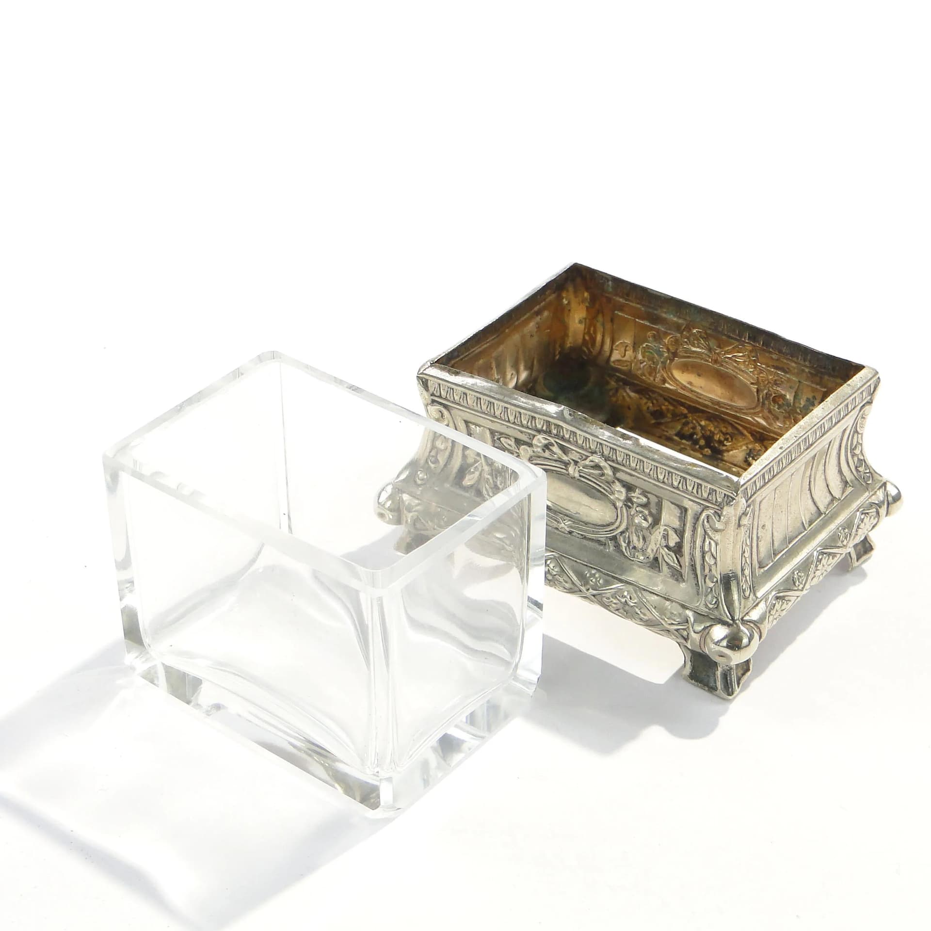 Miniature Jardinière, brass, transparent crystal, France, early 20th c. - 163751