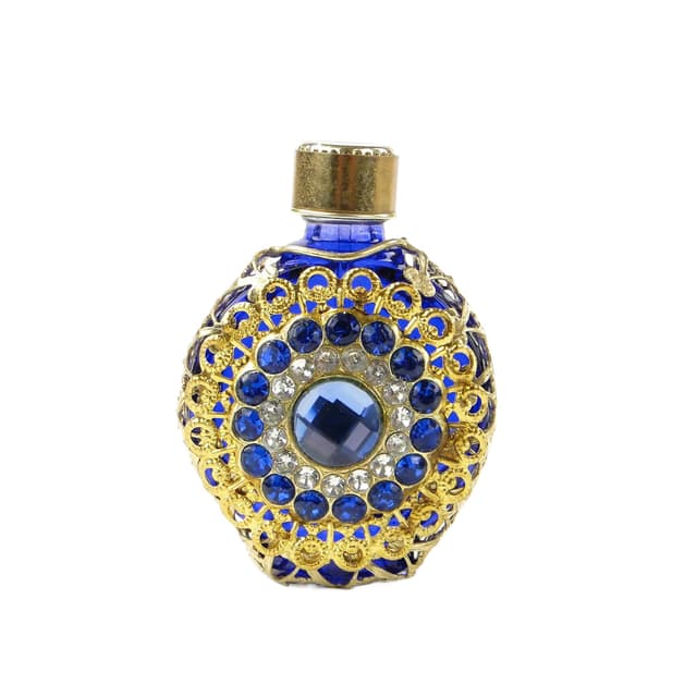 Flakon na perfumy barokowy, multikolor, szkło, Czechosłowacja, lata 50. - WYMIARY