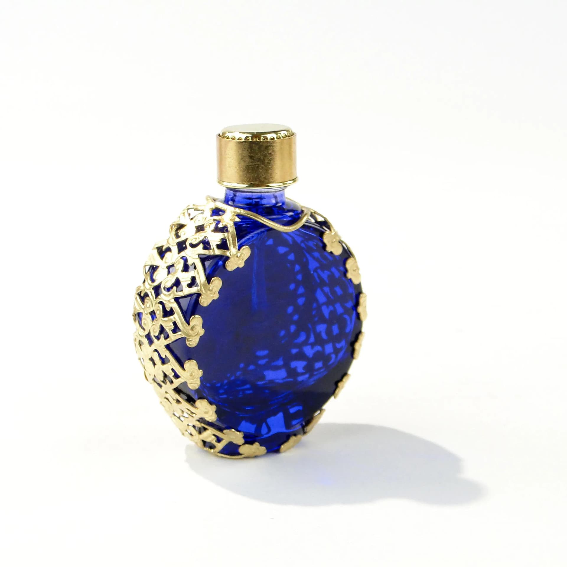 Flakon na perfumy barokowy, multikolor, szkło, Czechosłowacja, lata 50. - 163741