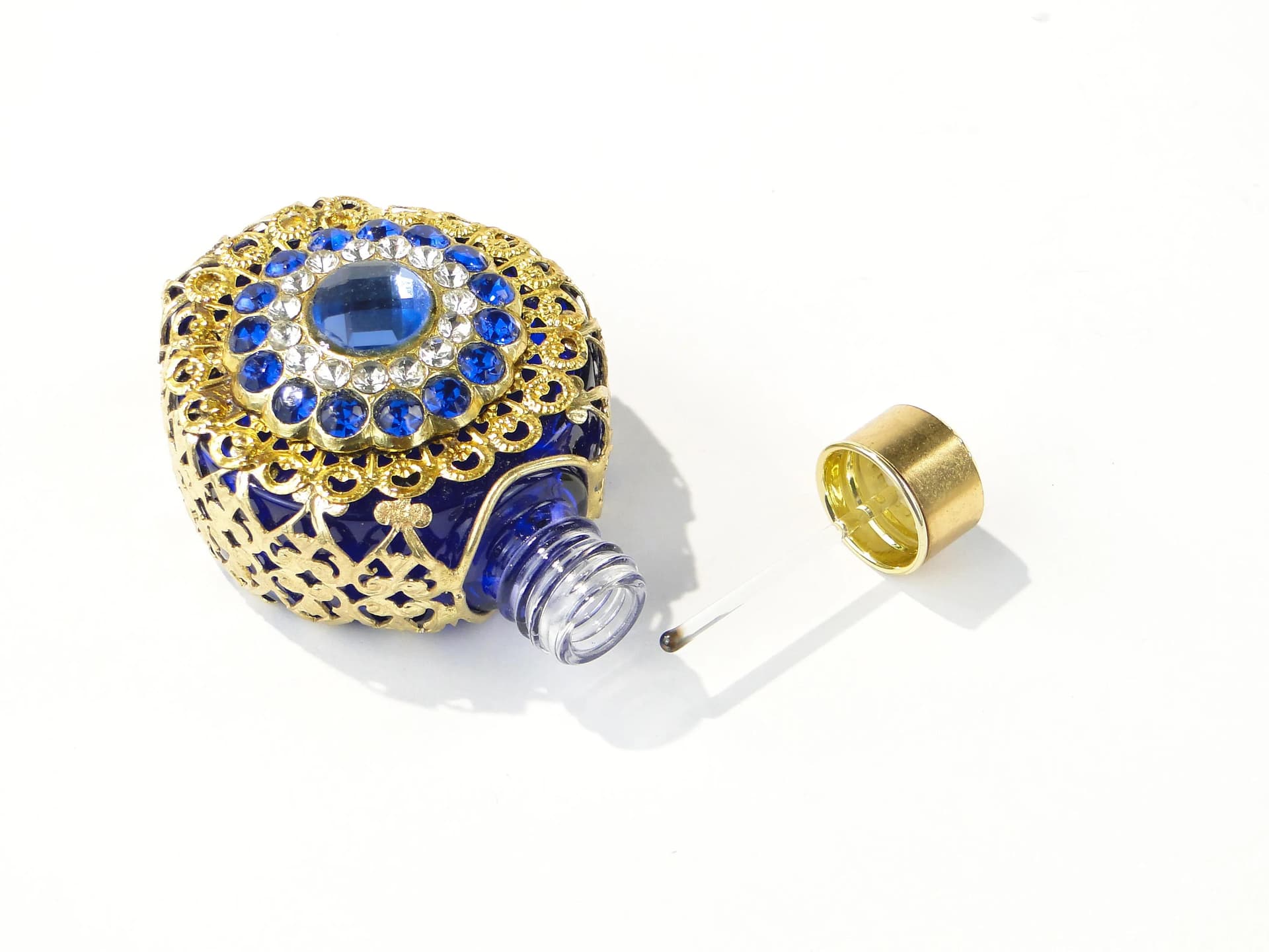 Flakon na perfumy barokowy, multikolor, szkło, Czechosłowacja, lata 50. - 163744