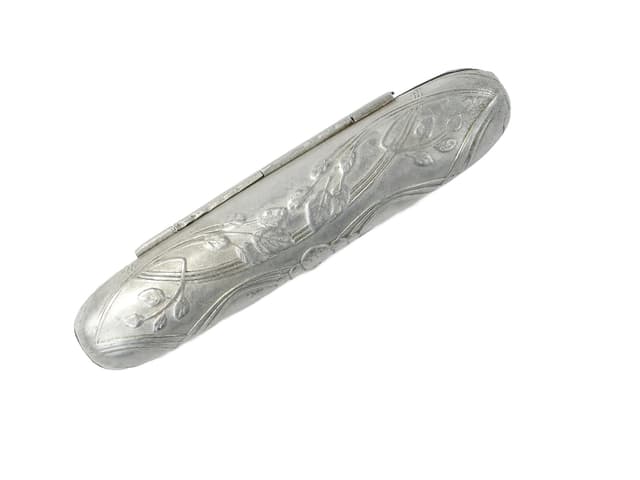 Etui na cygaro secesyjne, metal srebrzony, Polska, lata 20. - WYMIARY